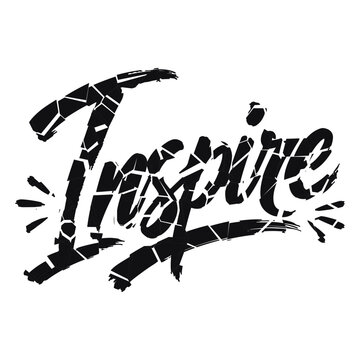 Inspire typographic design featuring a shattered glass effect, typography