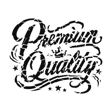 Premium quality calligraphic typography emblem with cracked grunge effect