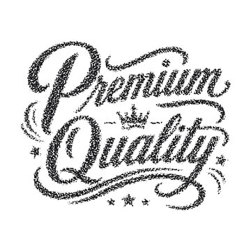 Premium quality calligraphic typography emblem with grainy noise texture