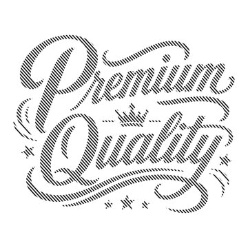 Premium quality hand lettered calligraphy badge with halftone pattern texture