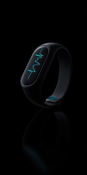 Fitness tracker displaying heartbeat monitoring and health data