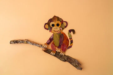 diy autumn leaf monkey craft project kids school stationery store family workshop education center creative studio, © Elena
