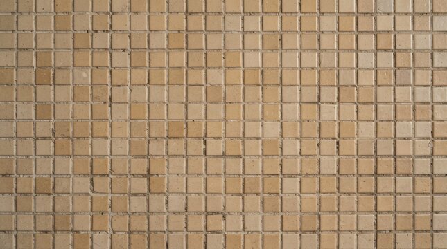 Beige Mosaic Tile Wall Texture &ndash; Small Square Ceramic Tiles with Grout Lines