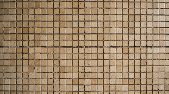 Brown Mosaic Tile Wall Texture &ndash; Small Square Ceramic Tiles with Grout Lines