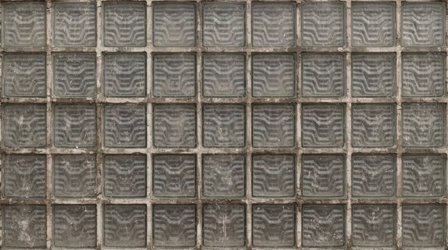 Textured Glass Block Wall Texture &ndash; Square Translucent Glass Bricks with Grid Pattern