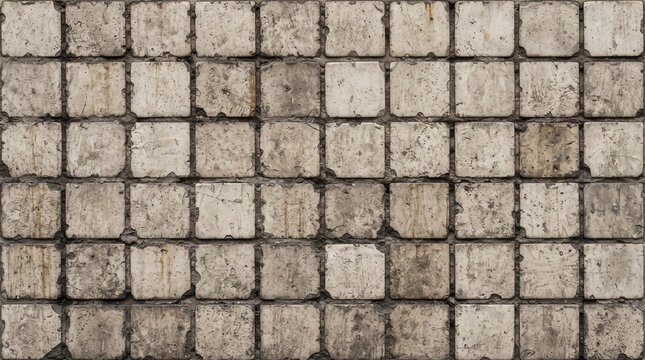 Gray Small Brick Wall Texture &ndash; Weathered Square Masonry Background