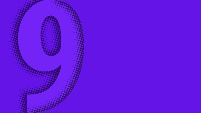 Purple Halftone Number Nine Graphic Background