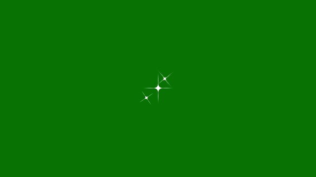 Trio of sparkling white star flares in 4k pulsing rhythmically with sharp light beams and diagonal layout for cinematic motion graphic overlay assets