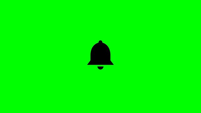 Dynamic motion of a bell icon on vibrant green background for digital animation.