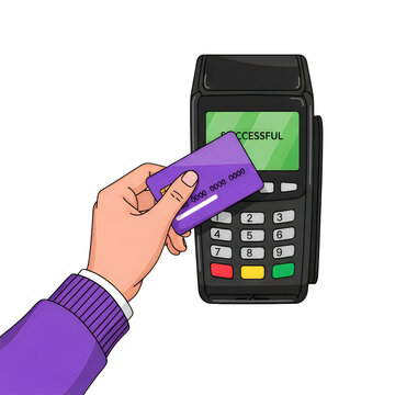 Hand holding card reader for payment transaction