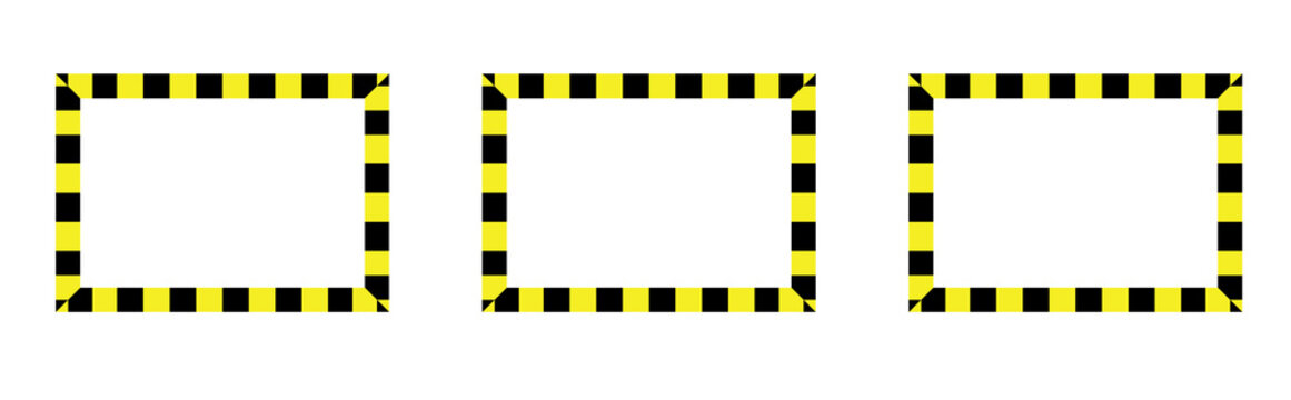 Black and yellow diagonal striped warning frame border design