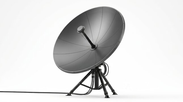 A large satellite dish antenna for space radio communication isolated on a white background.