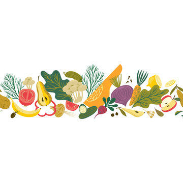 Fruits and vegetables. Border