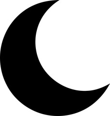 Black crescent moon shape icon isolated on transparent background © MDMAHMUDUL