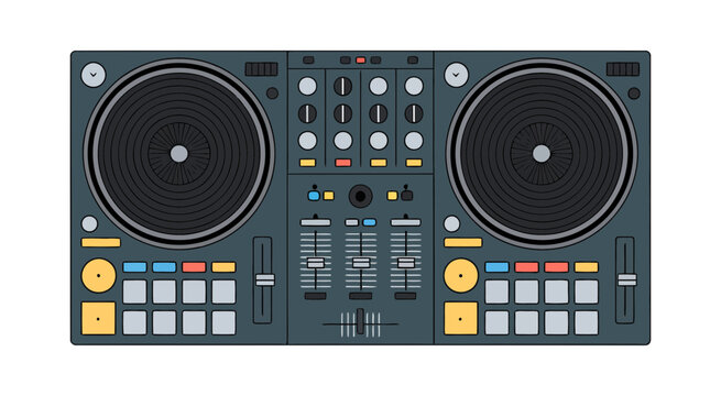 Professional dj turntable mixer deck vector illustration
