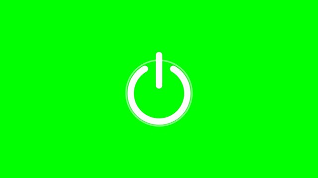 Dynamic motion of a power button icon in a digital environment for technology and electronic devices.