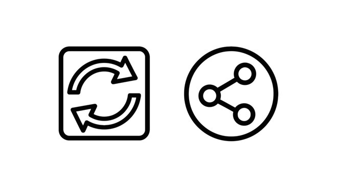 Refresh and content share digital interface icons with connection internet communication interface technology interaction transfer distributed