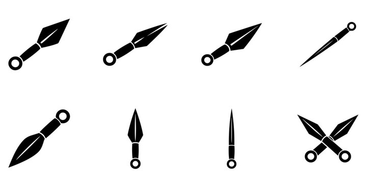 Traditional kunai knife icon representing ninja weaponry, Japanese culture, martial arts and history.