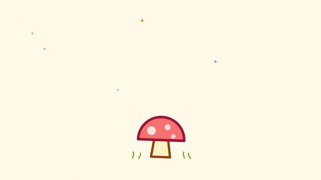 Colorful animated mushroom motion in a minimalistic style for creative projects.