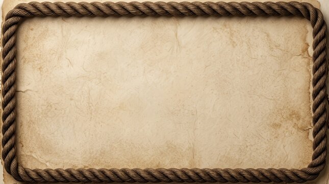Vintage parchment paper with a thick braided rope border.