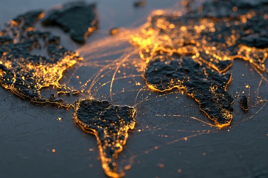 Illuminated world map showing glowing interconnected cities and travel routes