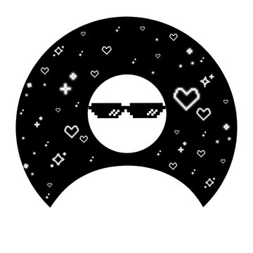 Creative Default User or Avatar Icon Template with Pixel Sunglasses & Hearts Stars, Trendy PFD, PFP for modern community platforms, gaming forum, profile personalization template, gen-Z digital assets