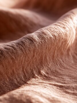 Macro close-up of soft linen fabric with elegant natural folds
