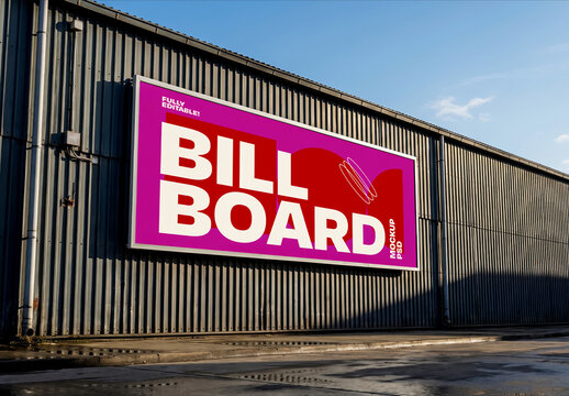 Warehouse Wall Billboard Mockup