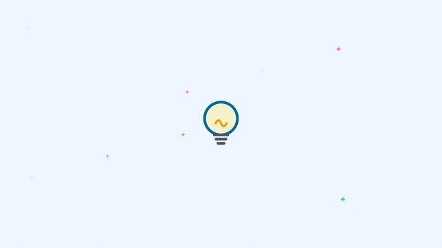 Dynamic motion of a glowing light bulb icon representing innovation and ideas in motion.