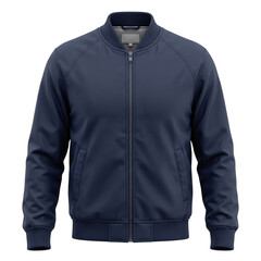 Dark blue mens bomber jacket with zip front mockup © BTG
