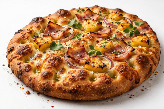 Hawaiian Focaccia Pizza Baked