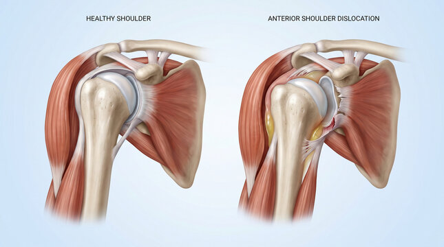 Severe Anterior Shoulder Dislocation with Tissue Inflammation 3D
