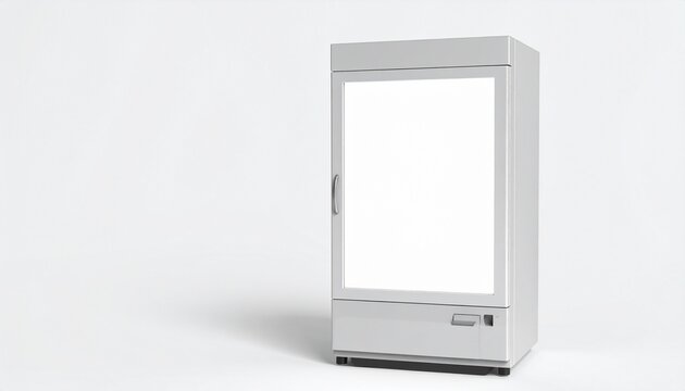 Minimalist vending machine with sleek design, clear display, and functional panel, emphasizing modern simplicity and everyday utility.