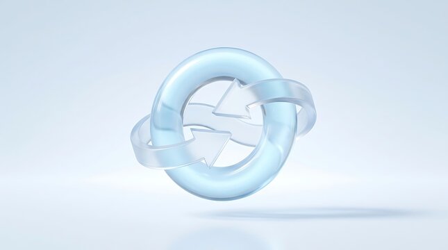 3D glass ring and arrows representing a compliance cycle process system endless loop concept