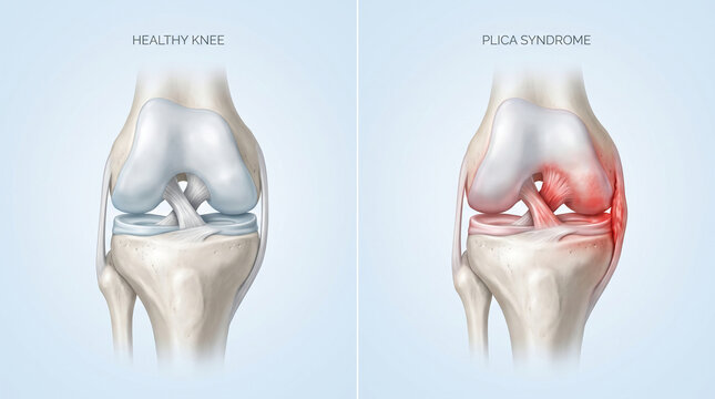 Inflamed Synovial Plica Syndrome vs Healthy Knee Joint Anatomy 3D
