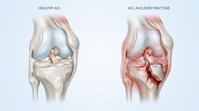 ACL Avulsion Fracture Knee Joint Injury vs Healthy Anatomy 3D
