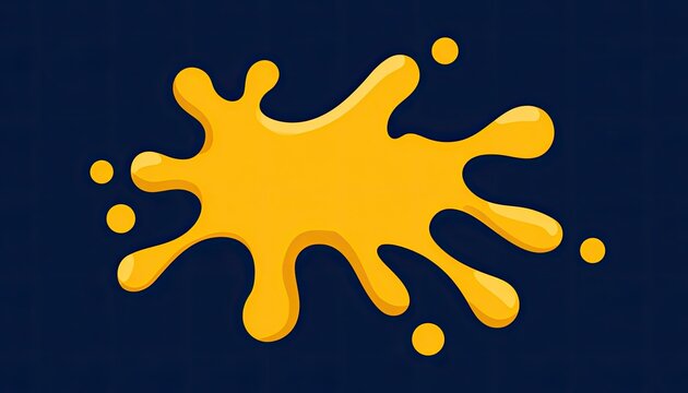 A bright yellow splash, like paint, against a dark blue background