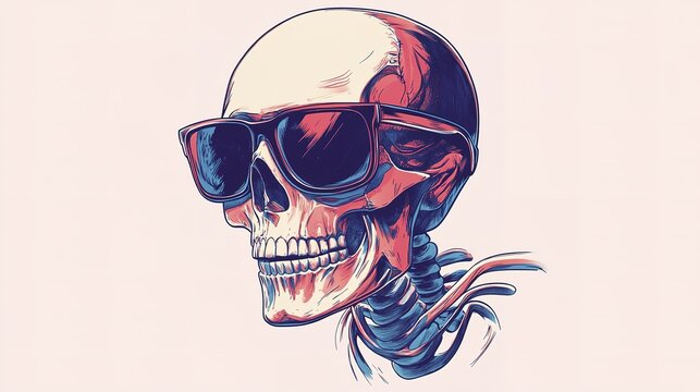 Stylish skull with sunglasses in colorful artistic design