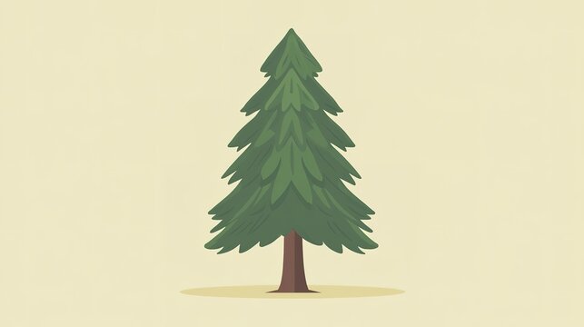 Illustration of a vibrant green pine tree on a light background