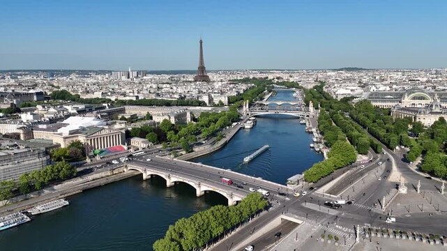 National Assembly At Paris Ile De France In France. Bourbon Palace. Paris Skyline Scene. National Assembly At Paris In Ile De France France. Government Office. Tourism Landmark.