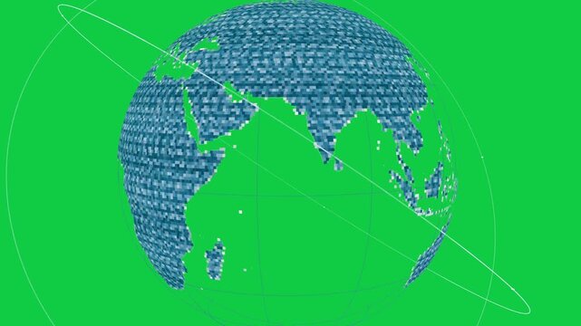 On play globe rotating clockwise, orbits sweeping, HUD showing 8,940 km on transparent bg for route