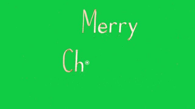 Orb appearing right, emitting gold particles and forming Merry Christmas on transparent canvas