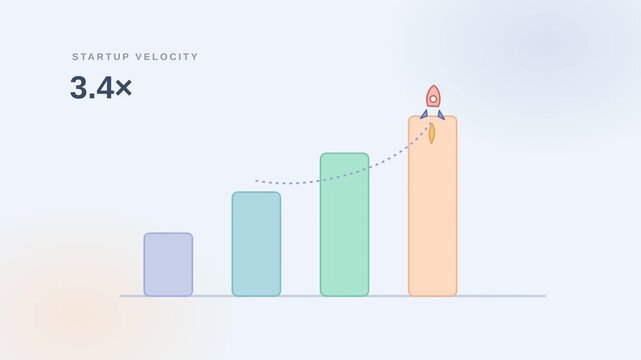 Motion Graphs Showing Growth Progression with Rocket Launch in the Background for Data Visualization.