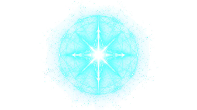 Particle Sigil Energy Grid Panel Glowing Cyan Geometric Glyph Light Effect Overlay Isolated on Transparent Background