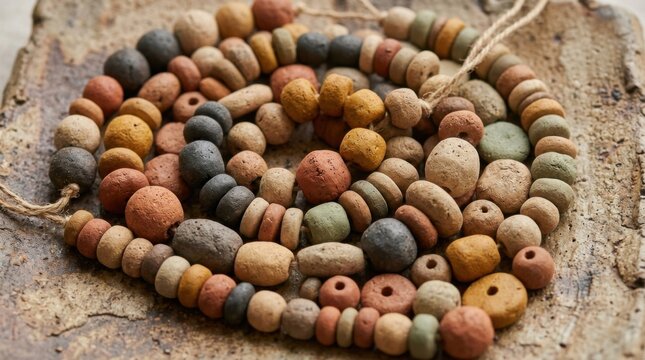 Ancient Terracotta Beads Necklace Archaeological Discovery.