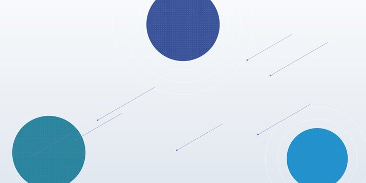 Minimalist abstract background with blue circles and thin connecting lines.