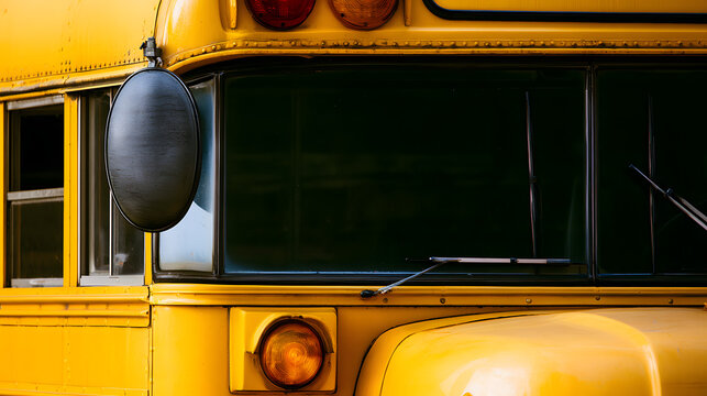 Detail view of the yellow school bus