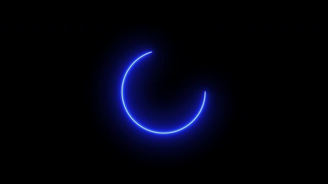 Loading bar animation; circular loading animation on a black and white background; looping spectrum animation; glowing neon light.