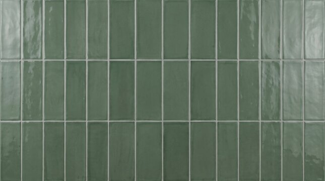 Deep sage green glazed ceramic wall tile texture with subtle surface variations