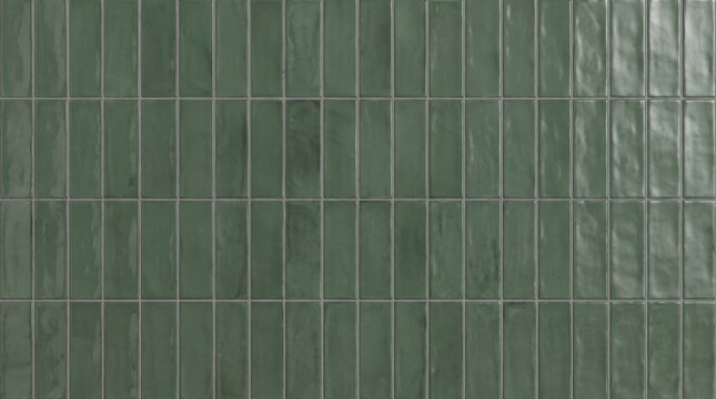 Deep sage green glazed ceramic wall tile texture with subtle surface variations